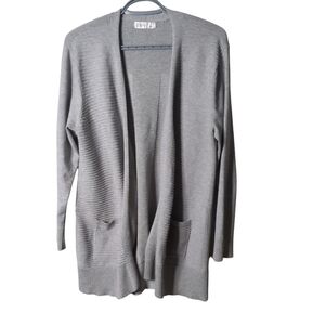Et‎ Eais Grey Ribbed Modal Blend Open Cardigan Size XL